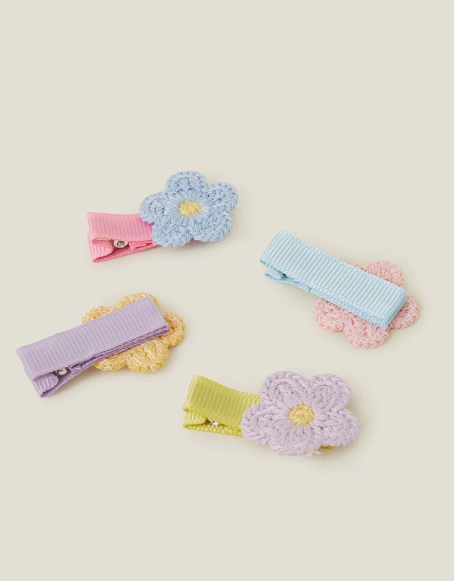 Accessorize 4-Pack Girls Crochet Flower Salon Hair Clips