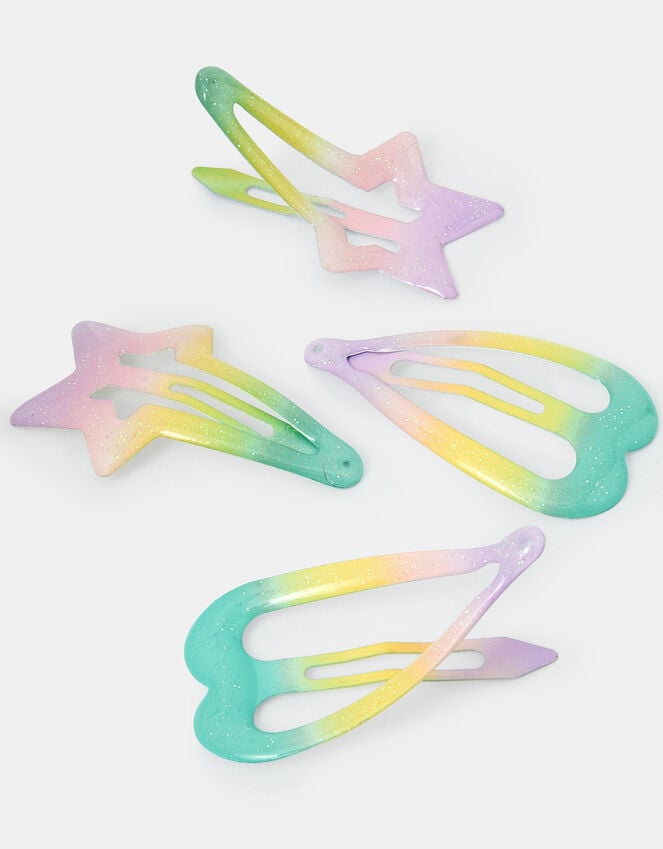 Accessorize 4-Pack Girls Rainbow Heart & Star Hair Clips