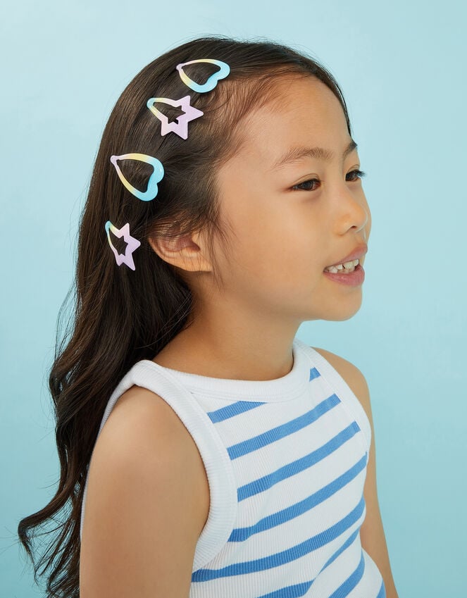 accessorize 4-Pack Girls Rainbow Heart & Star Hair Clips