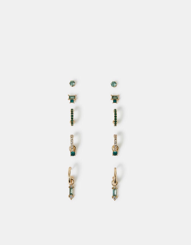 Accessorize 5-Pack Gemstone Stud And Hoop Earrings Gold