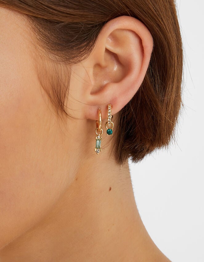 Accessorize 5-Pack Gemstone Stud And Hoop Earrings Gold