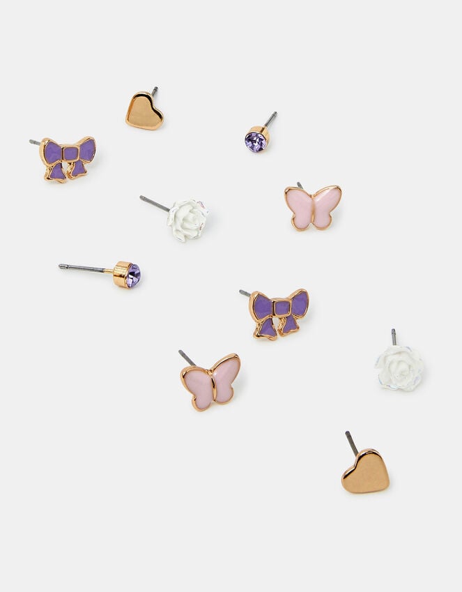 accessorize 5-Pack Girls Butterfly Bow Stud Earrings