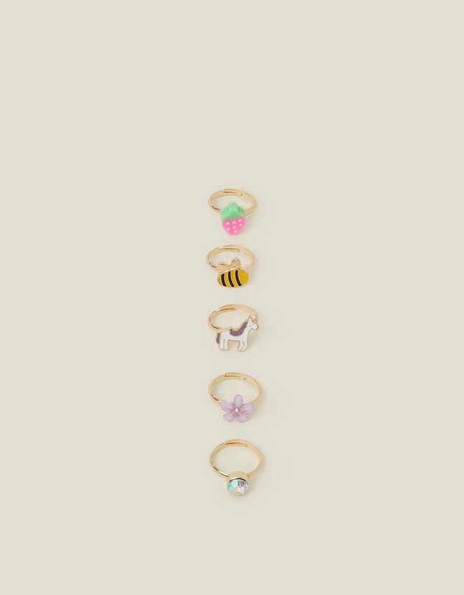 accessorize 5-Pack Girls Spring Garden Adjustable Rings