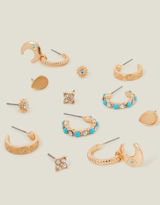accessorize 6-Pack Celestial Stud and Hoop Earrings Gold