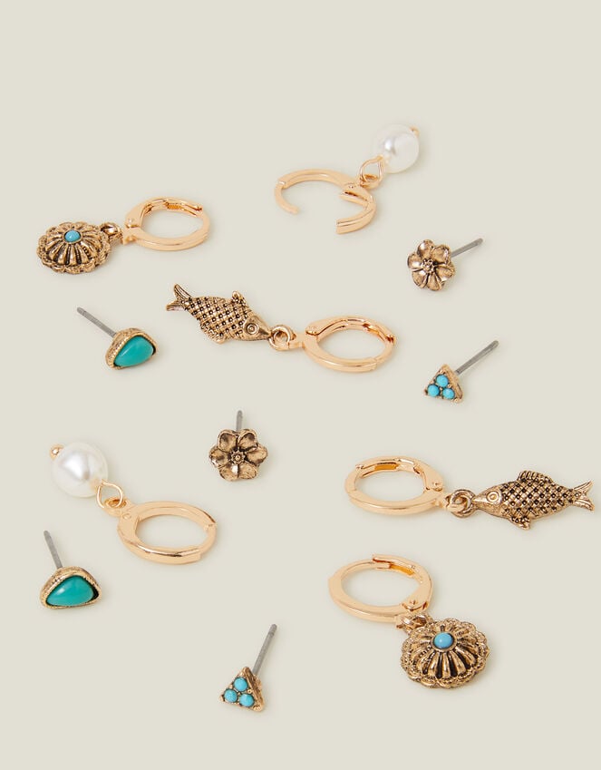 accessorize 6-Pack Fish Charm Stud and Hoop Earrings