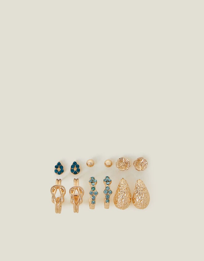 Accessorize 6-Pack Gem Textured Stud And Hoop Earrings