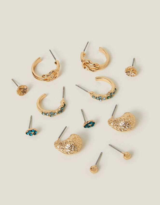 accessorize 6-Pack Gem Textured Stud and Hoop Earrings