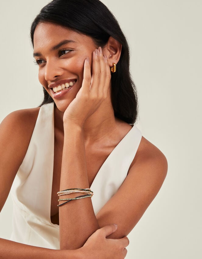 Accessorize 6-Pack Stretch Cup Chain Diamante Bracelets