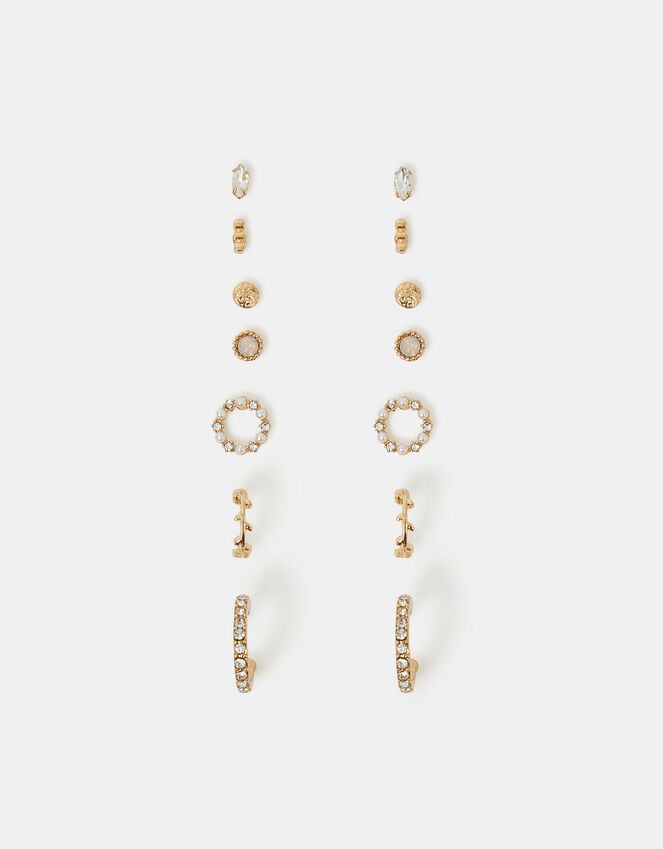 Accessorize 7-Pack Pearl Gem Stud And Hoop Earrings