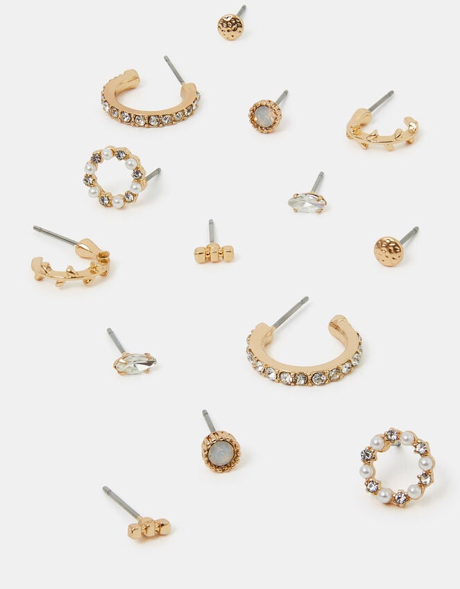 accessorize 7-Pack Pearl Gem Stud and Hoop Earrings