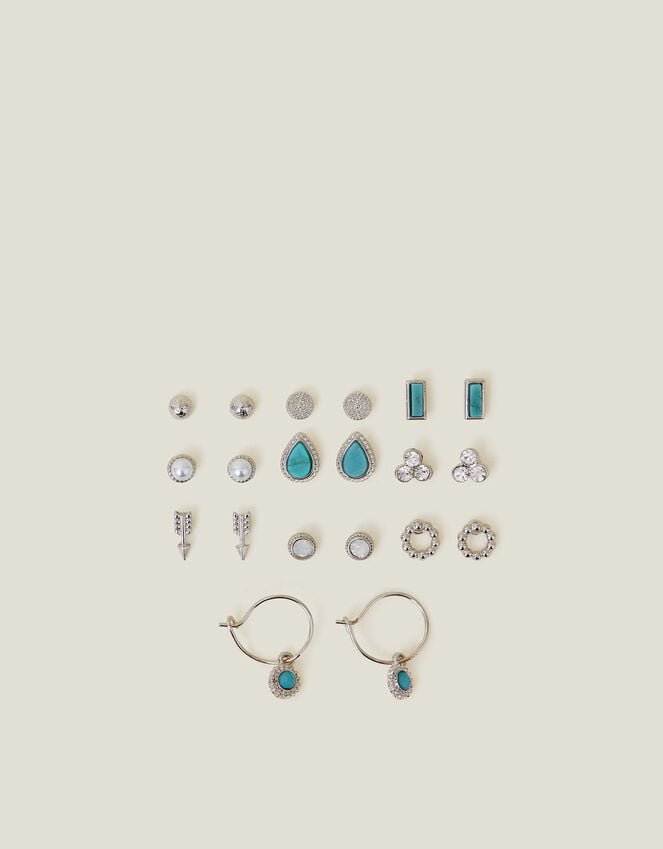 Accessorize 10-Pack Crystal Stud And Hoop Earrings
