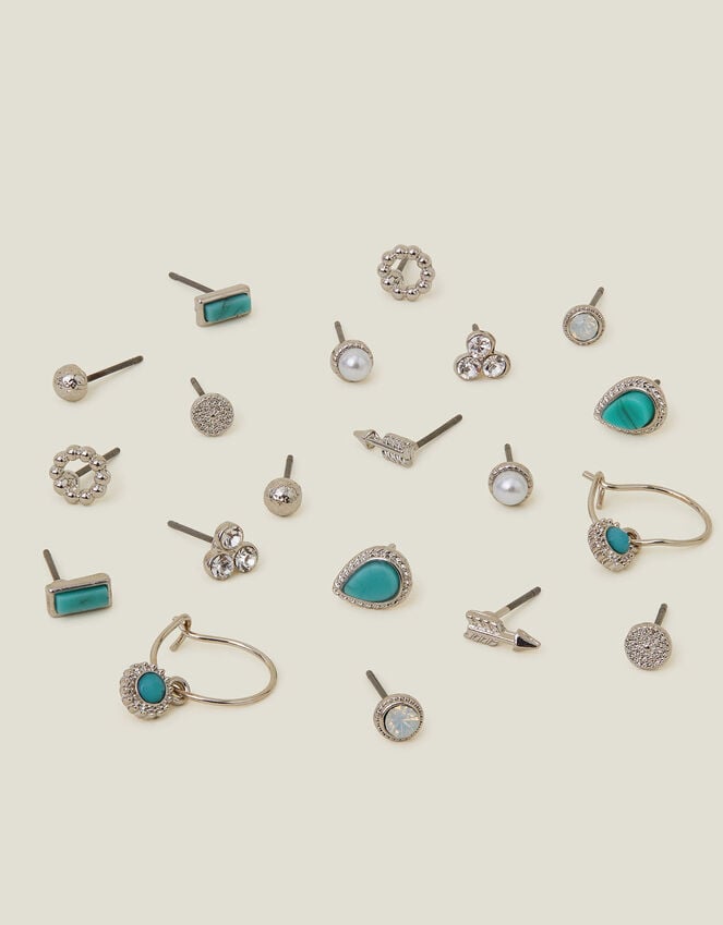 accessorize 10-Pack Crystal Stud and Hoop Earrings