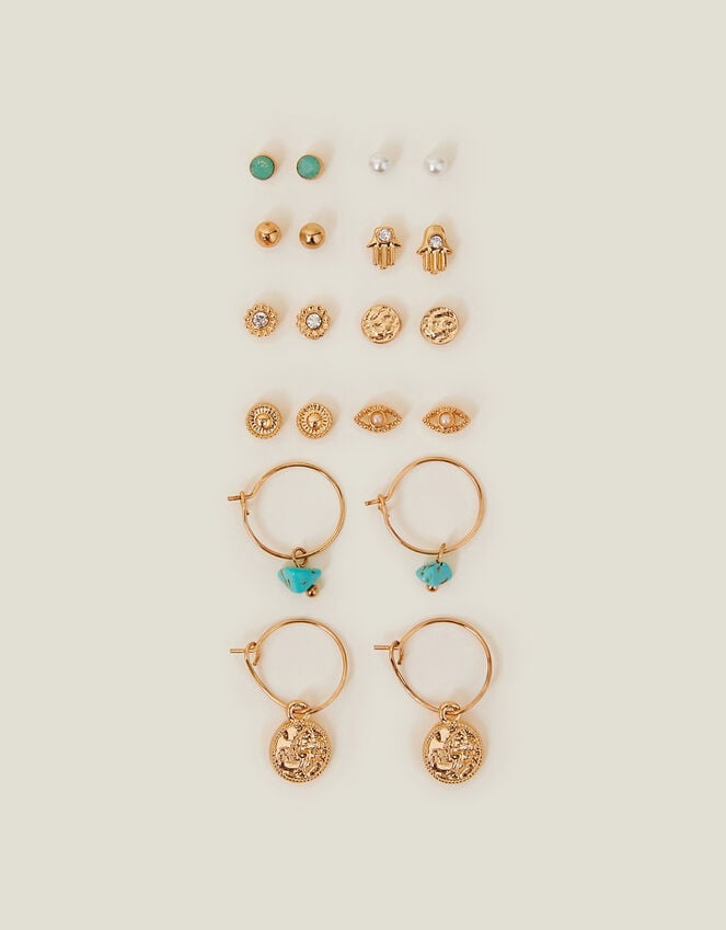 Accessorize 10-Pack Sparkle Stud And Hoop Earrings