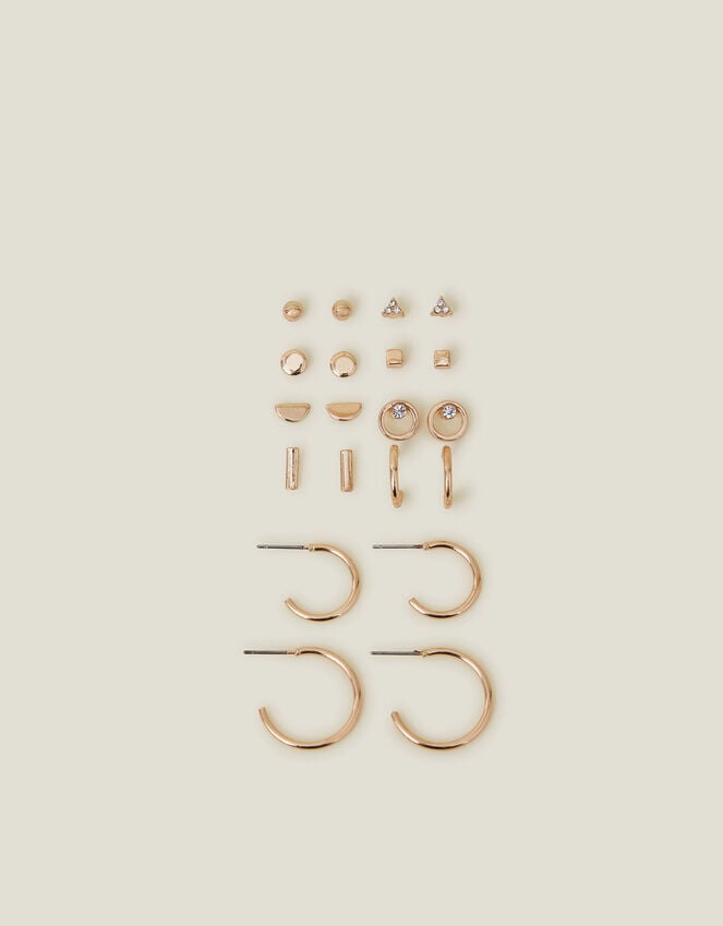 Accessorize 10-Pack Stud And Hoop Earrings Gold