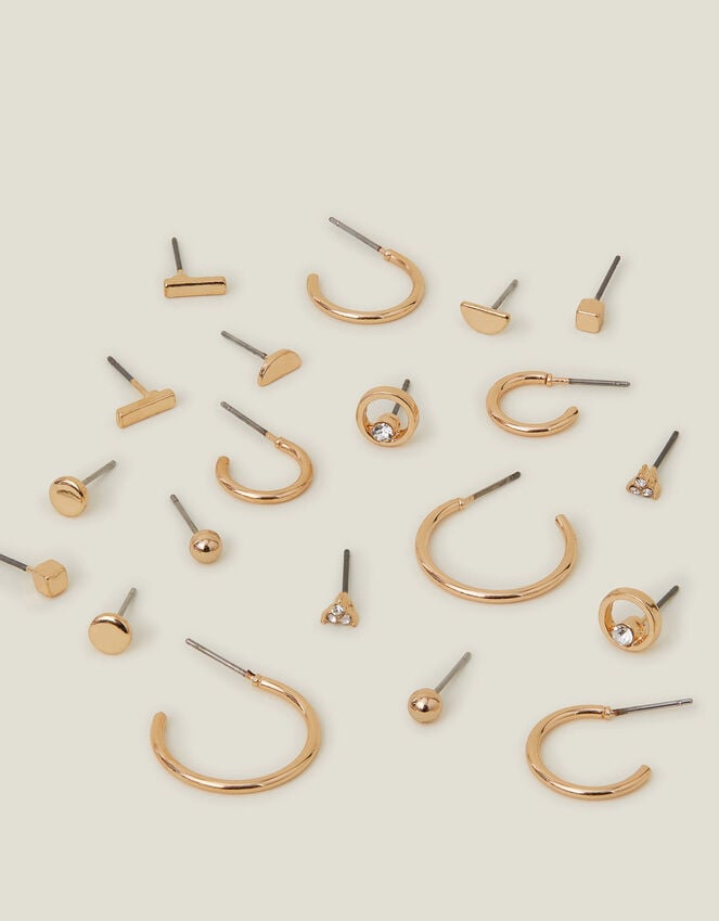 accessorize 10-Pack Stud and Hoop Earrings Gold