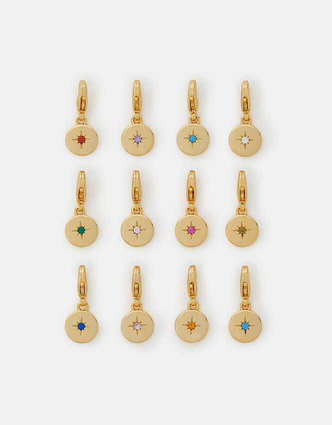 Accessorize 14ct Gold-Plated Birthstone Charm Gold