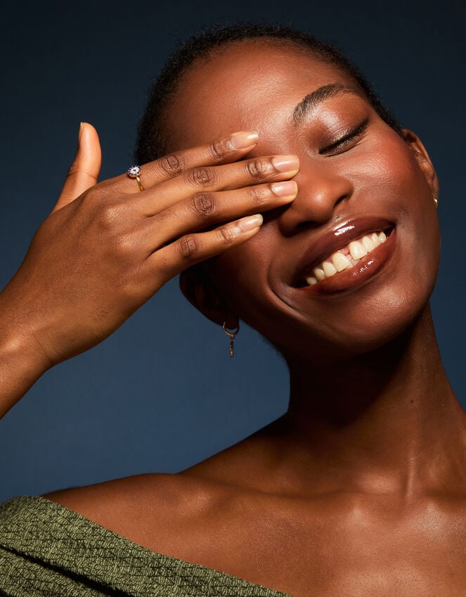 Accessorize 14ct Gold-Plated Evil Eye Ring Gold