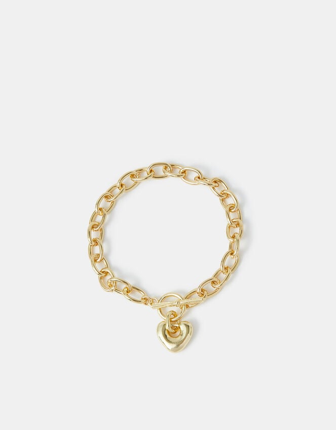 Accessorize 14ct Gold-Plated Heart T-Bar Bracelet