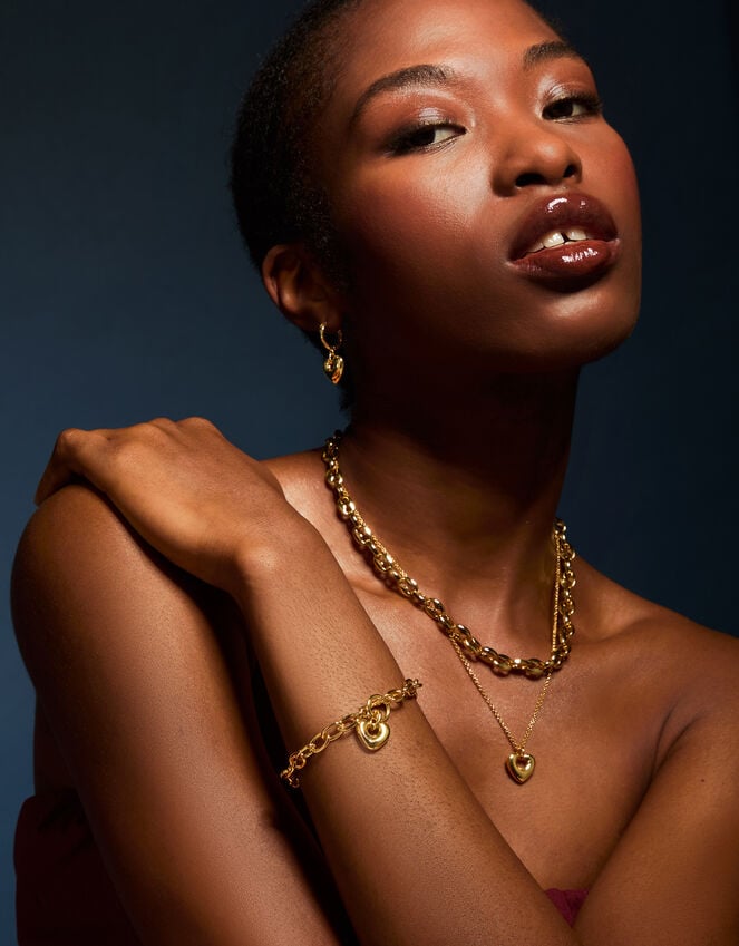 Accessorize 14ct Gold-Plated Heart T-Bar Bracelet