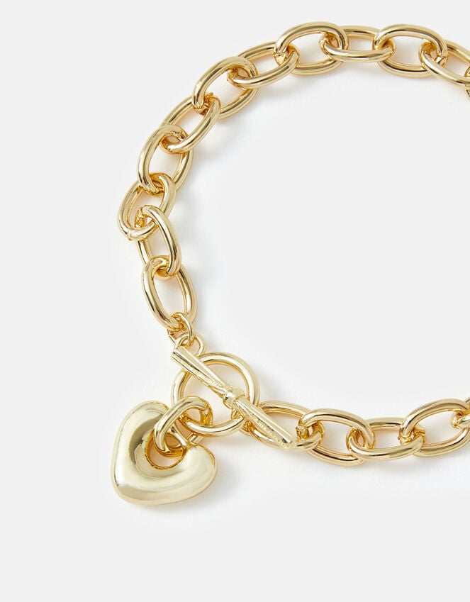 accessorize 14ct Gold-Plated Heart T-Bar Bracelet