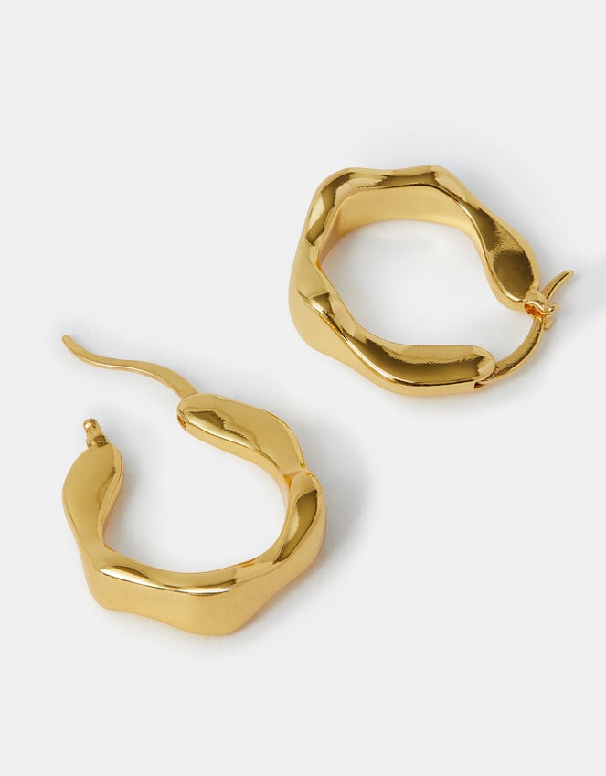 accessorize 14ct Gold-Plated Molten Hoop Earrings