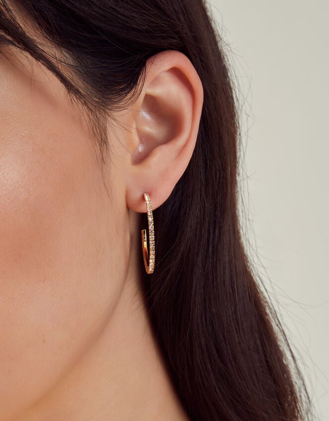 Accessorize 14ct Gold-Plated Pavé Hoop Earrings
