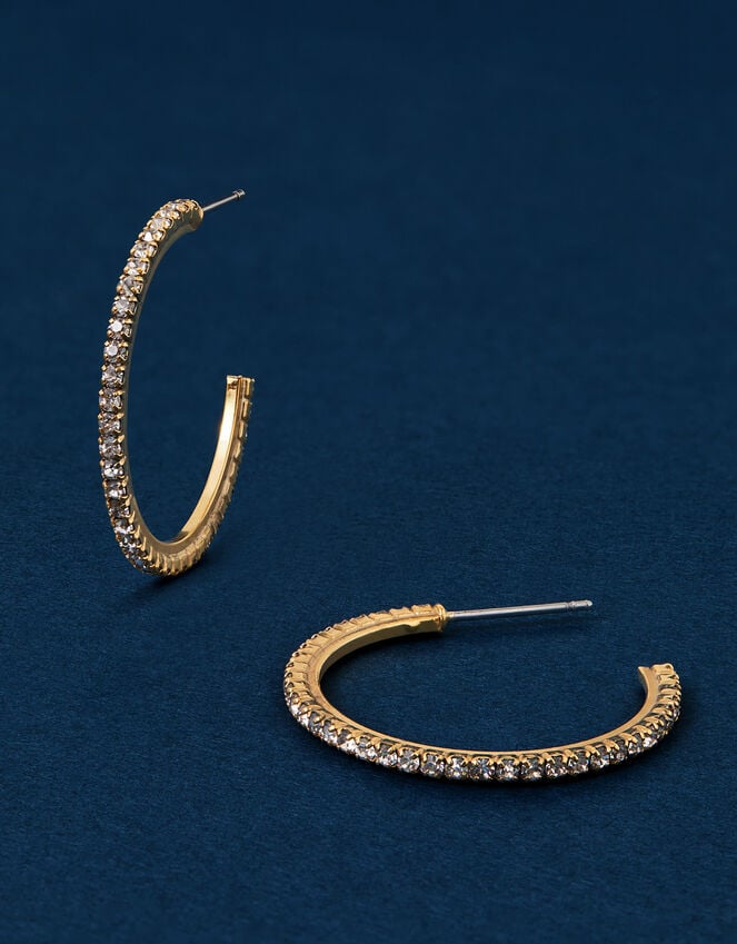 Accessorize 14ct Gold-Plated Pavé Hoop Earrings