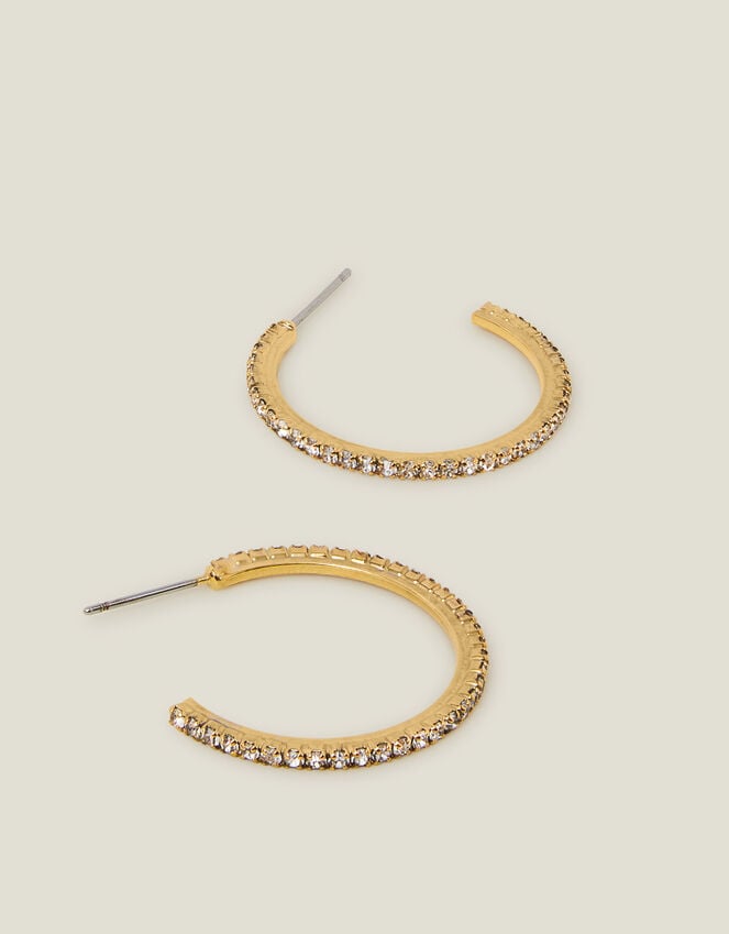 accessorize 14ct Gold-Plated Pavé Hoop Earrings
