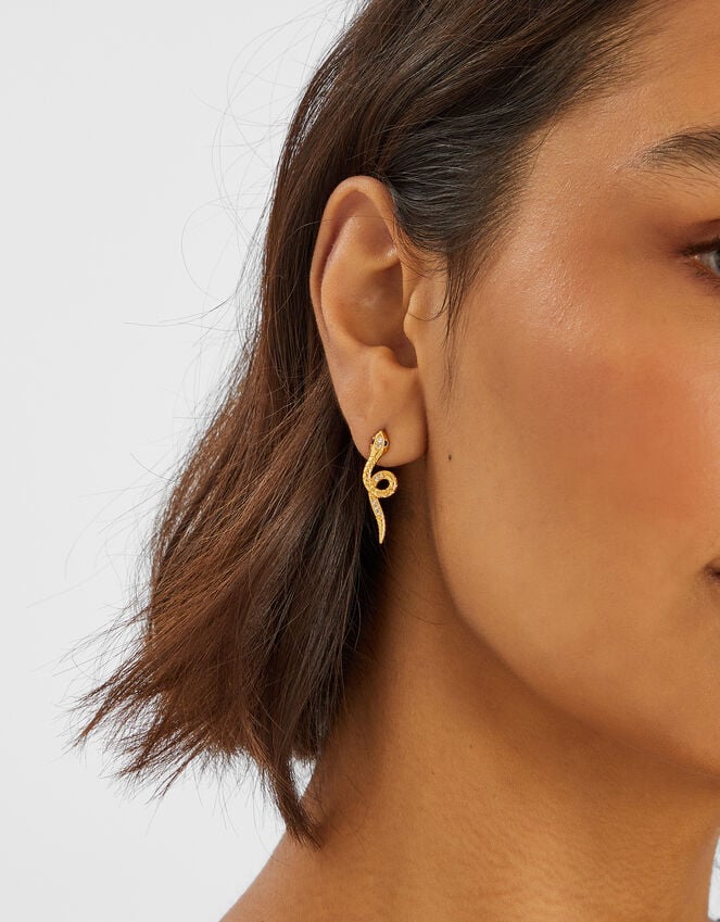 Accessorize 14ct Gold-Plated Snake Stud Earrings