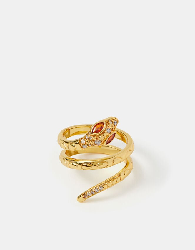 accessorize 14ct Gold-Plated Snake Wrap Ring Gold