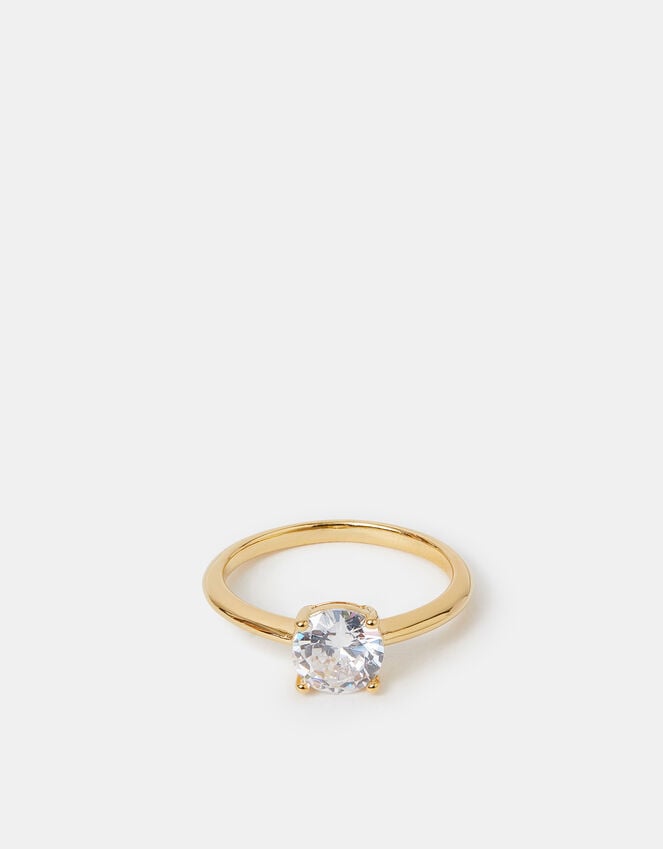 Accessorize 14ct Gold-Plated Solitaire Ring Gold