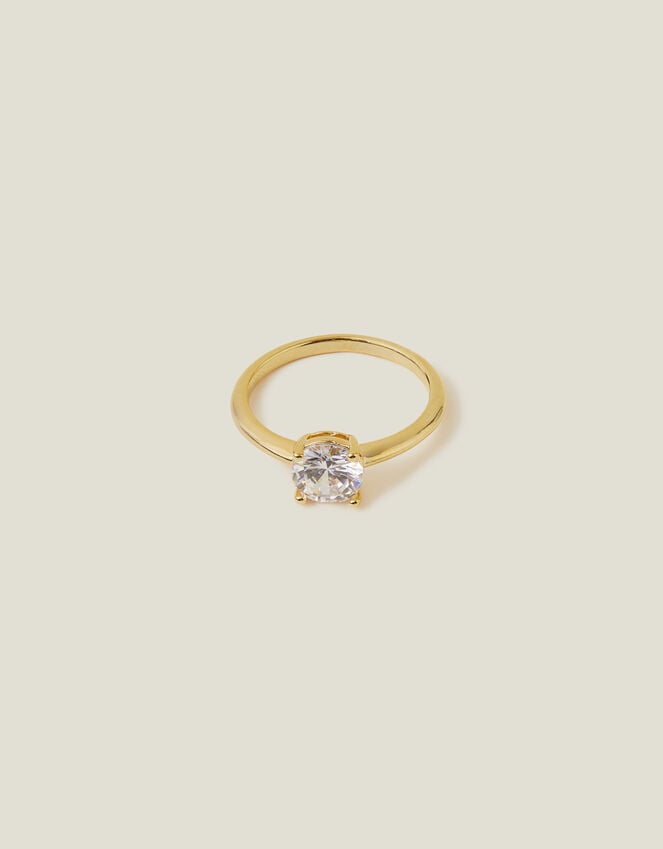 Accessorize 14ct Gold-Plated Solitaire Ring Gold