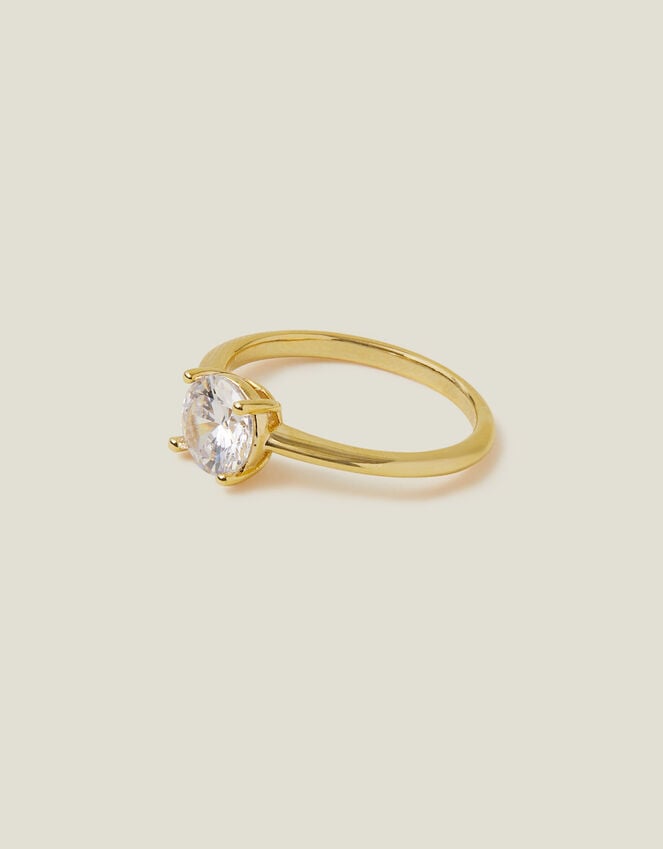 accessorize 14ct Gold-Plated Solitaire Ring Gold