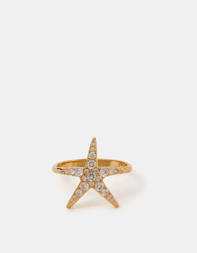 Accessorize 14ct Gold-Plated Starfish Ring Gold