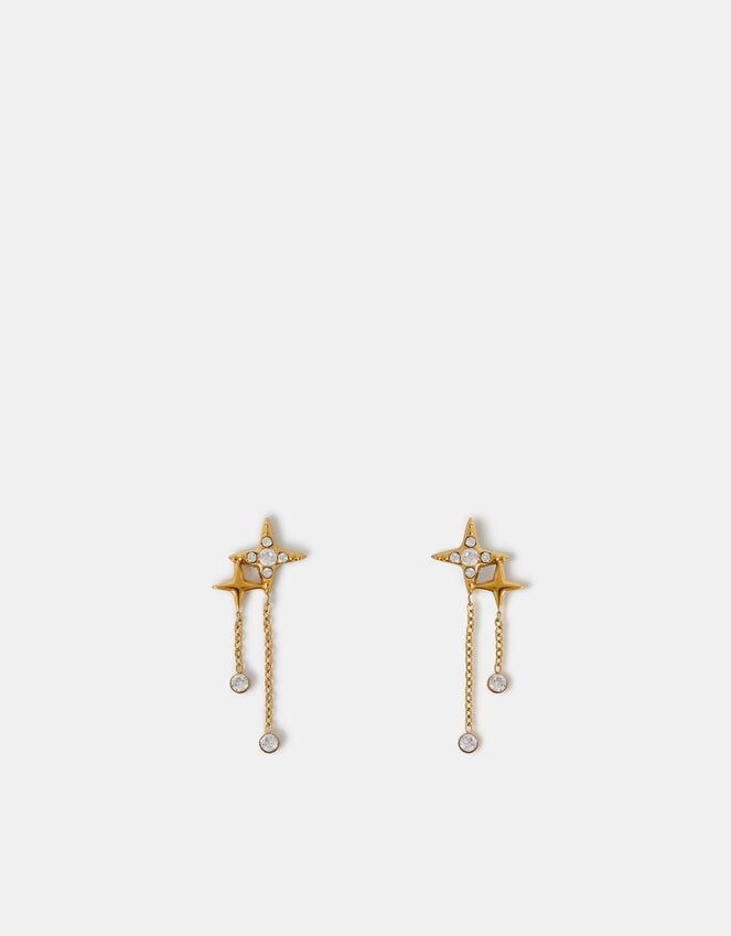Accessorize 14ct Gold Sparkle Star Chain Earrings