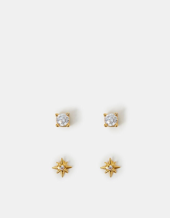 Accessorize 2-Pack 14ct Gold-Plated Sparkle Studs