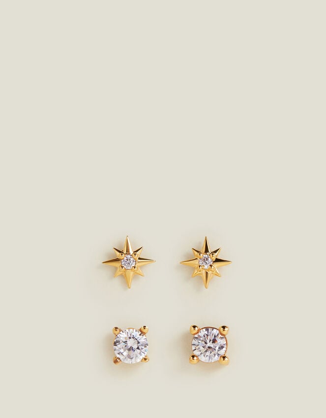 Accessorize 2-Pack 14ct Gold-Plated Sparkle Studs