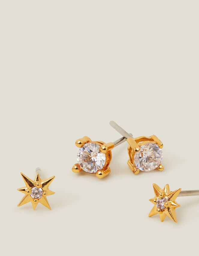accessorize 2-Pack 14ct Gold-Plated Sparkle Studs