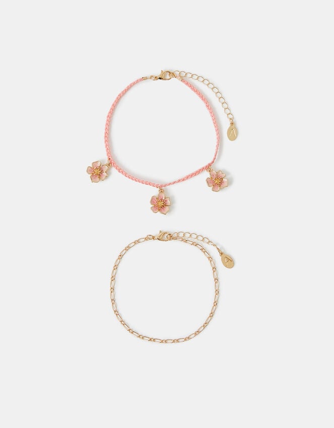 Accessorize 2-Pack Flower Charm Anklets