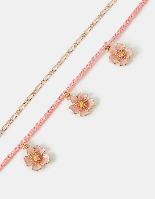 accessorize 2-Pack Flower Charm Anklets