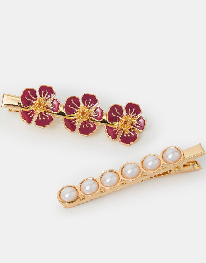 Accessorize 2-Pack Flower & Pearl Hair Clips