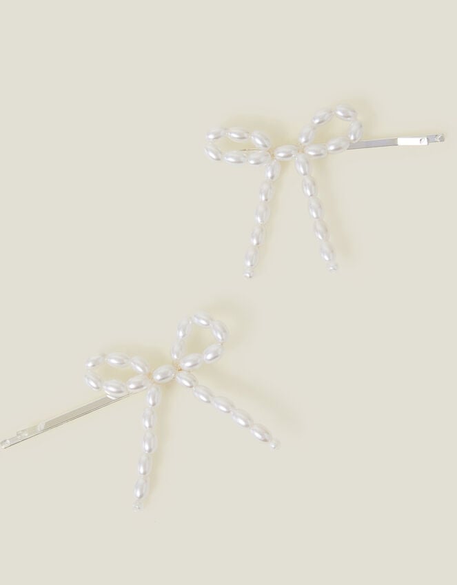 Accessorize 2-Pack Girls Pearl Bow Hair Clips