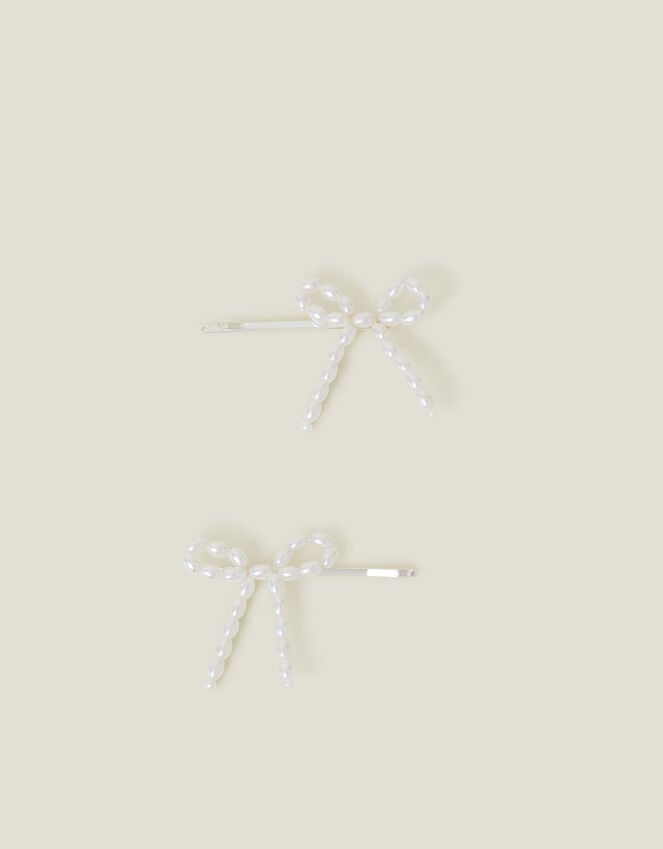 accessorize 2-Pack Girls Pearl Bow Hair Clips