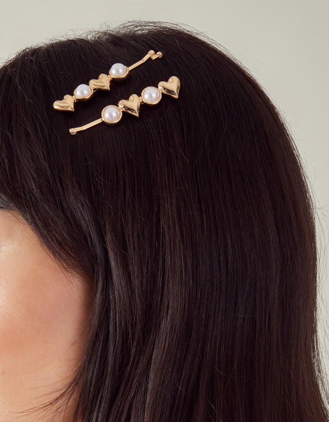 Accessorize 2-Pack Heart Pearl Hair Slides