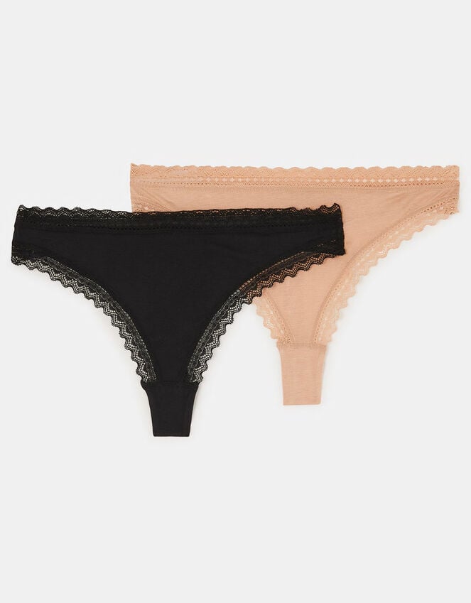 Accessorize 2-Pack Lace-Trim Thongs Multi