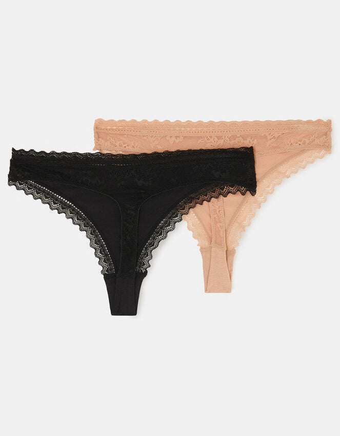 Accessorize 2-Pack Lace-Trim Thongs Multi