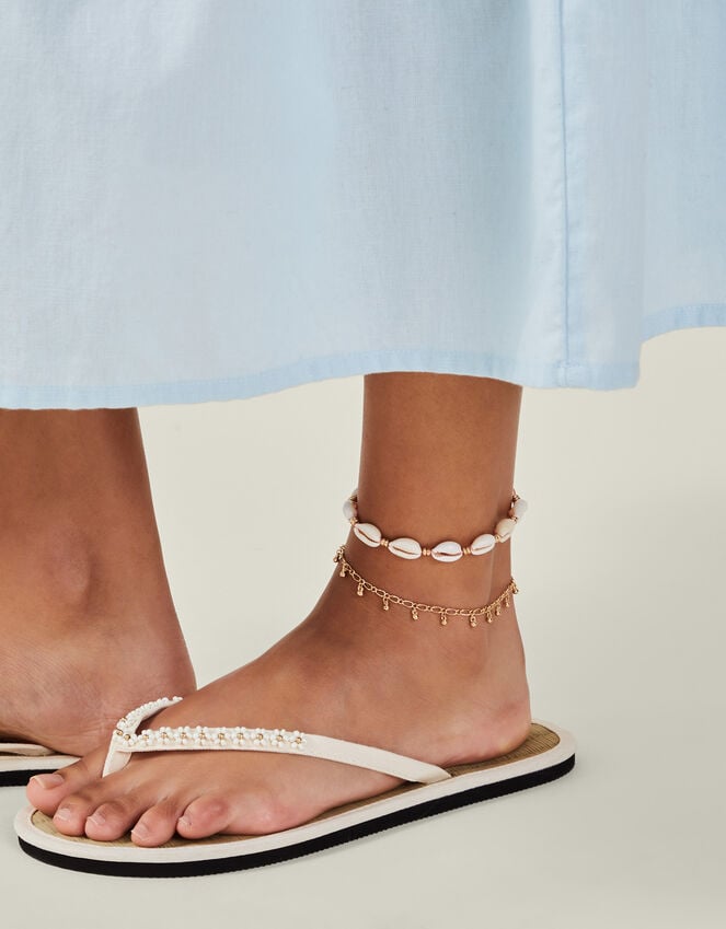 Accessorize 2-Pack Shell Charm Anklets