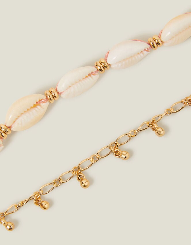 accessorize 2-Pack Shell Charm Anklets