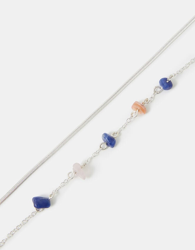 accessorize 2-Pack Stone Chain Anklets