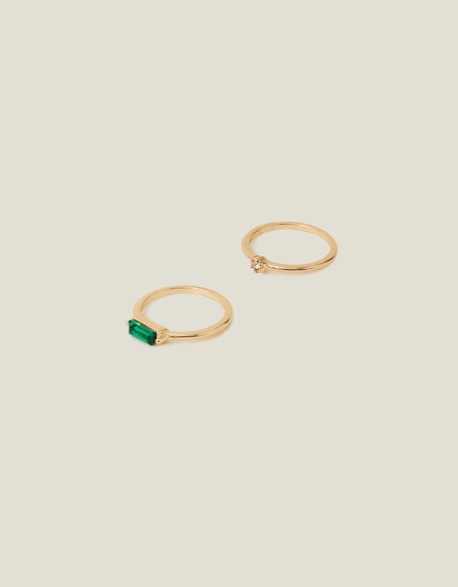 Accessorize 2-Pack Stone Rings Gold